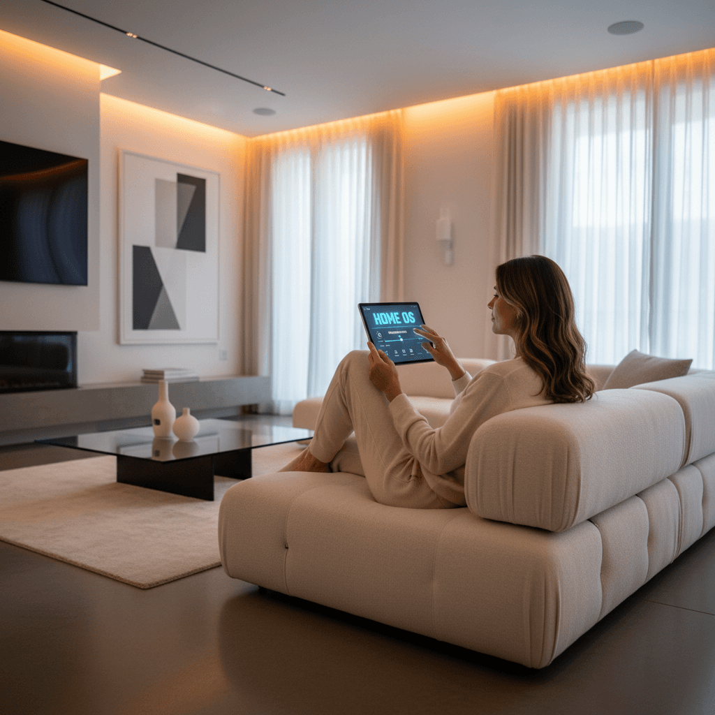 Homeowner using smart home automation control